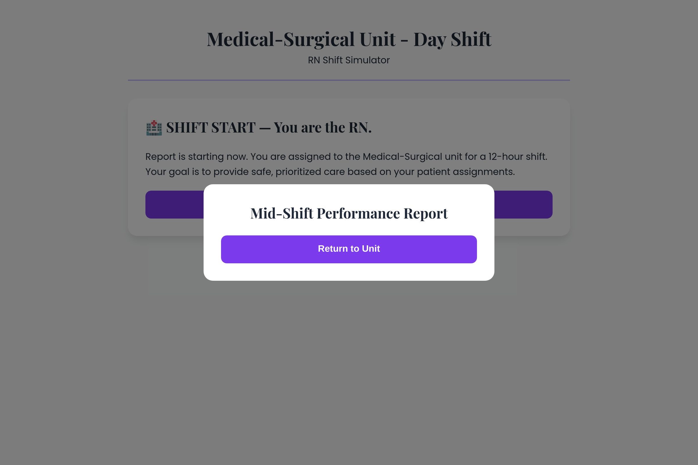 Nurse Shift Sim mini app