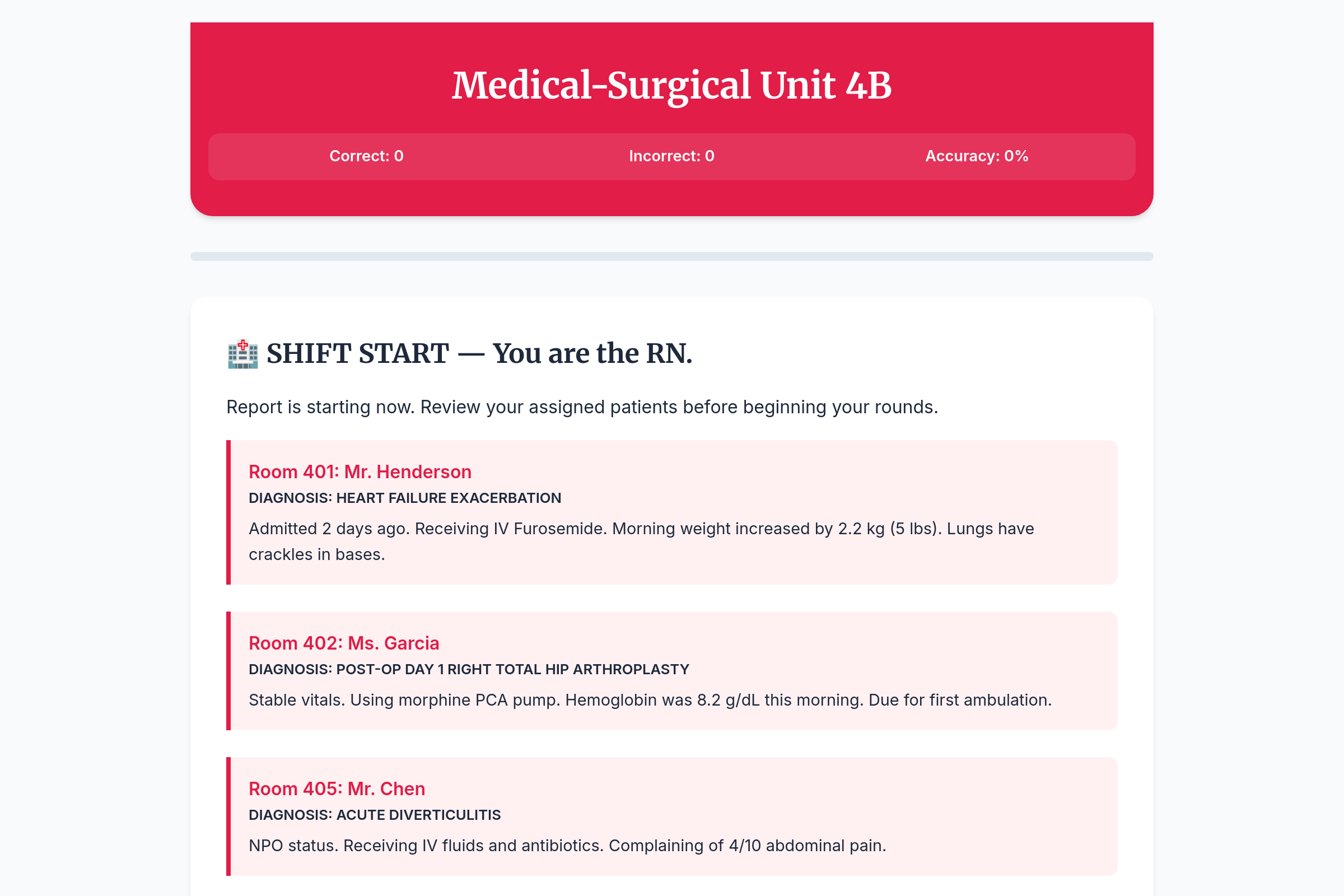 Nurse Shift Sim mini app