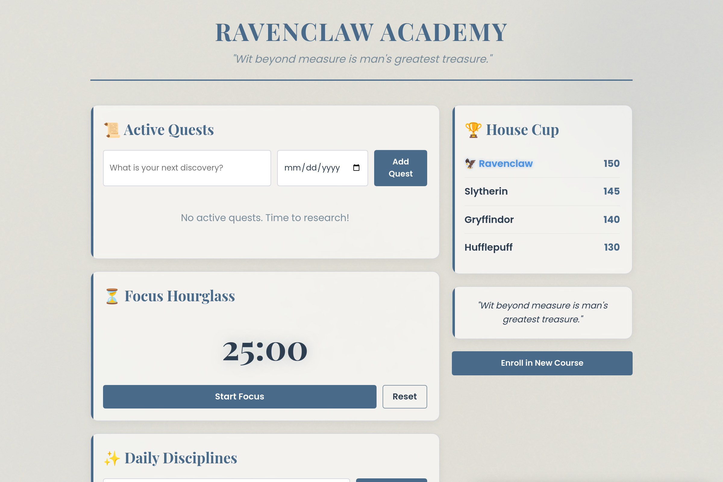 Ravenclaw Scholar mini app
