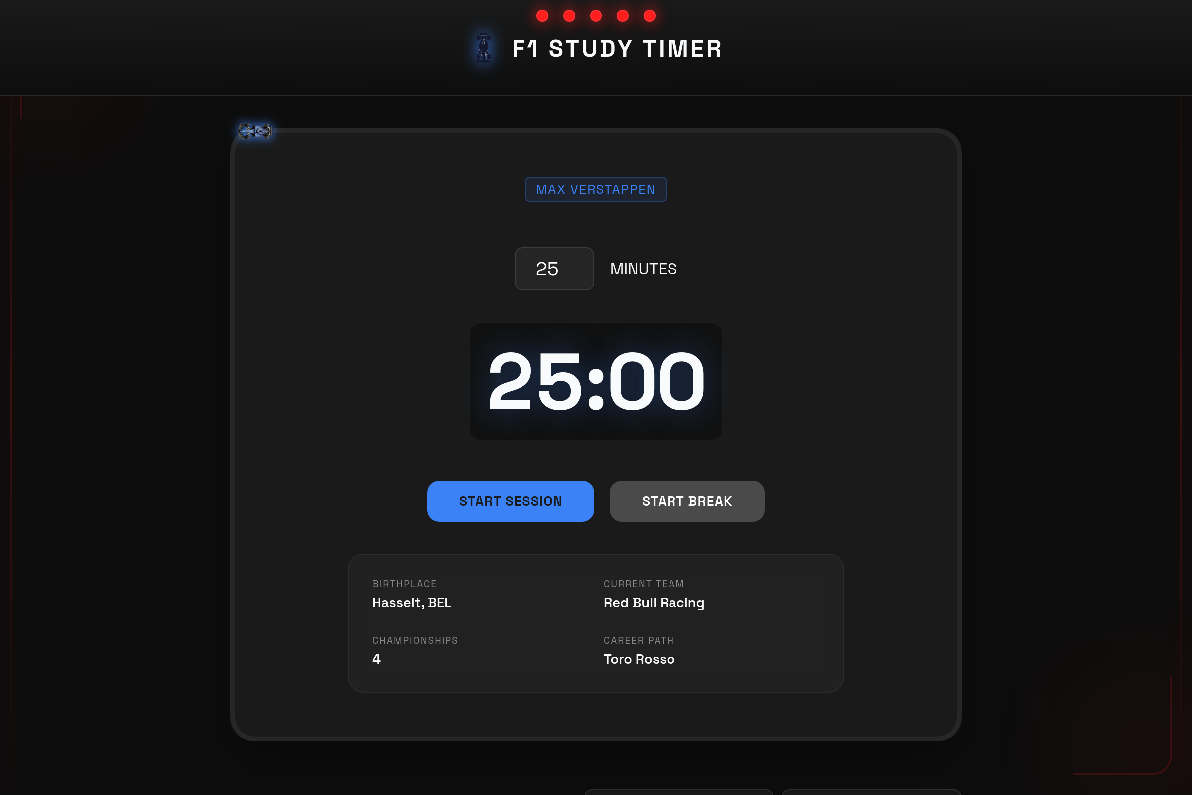 F1 study timer & collecting (copy) mini app