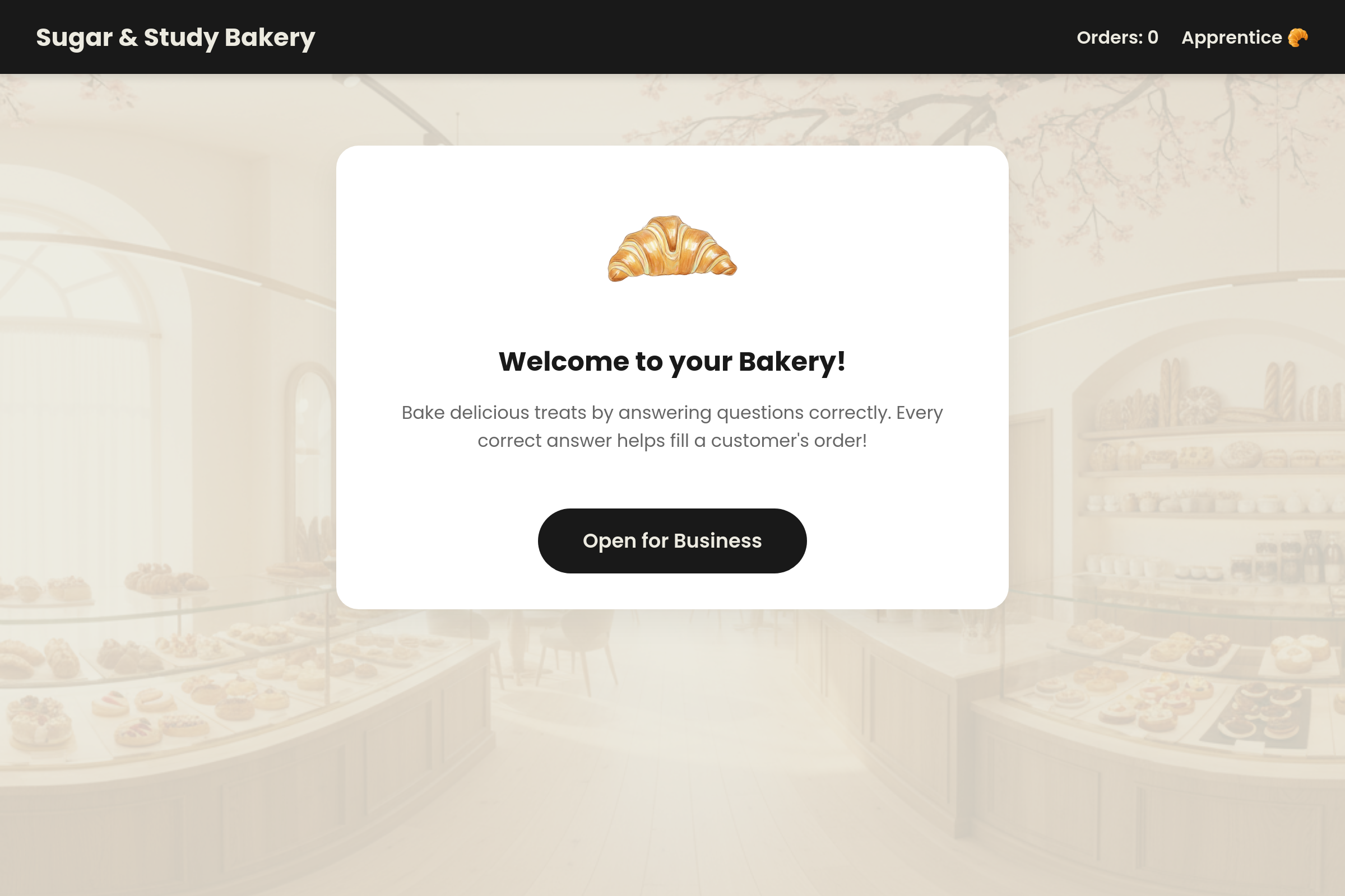 Cozy Bakery Study mini app