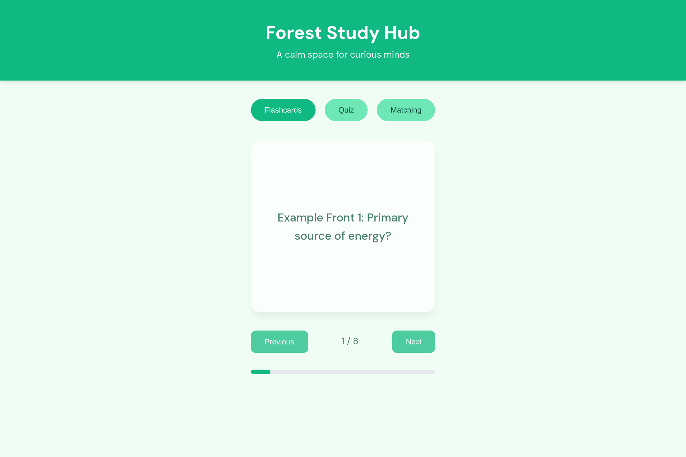 Serene Study Cards mini app