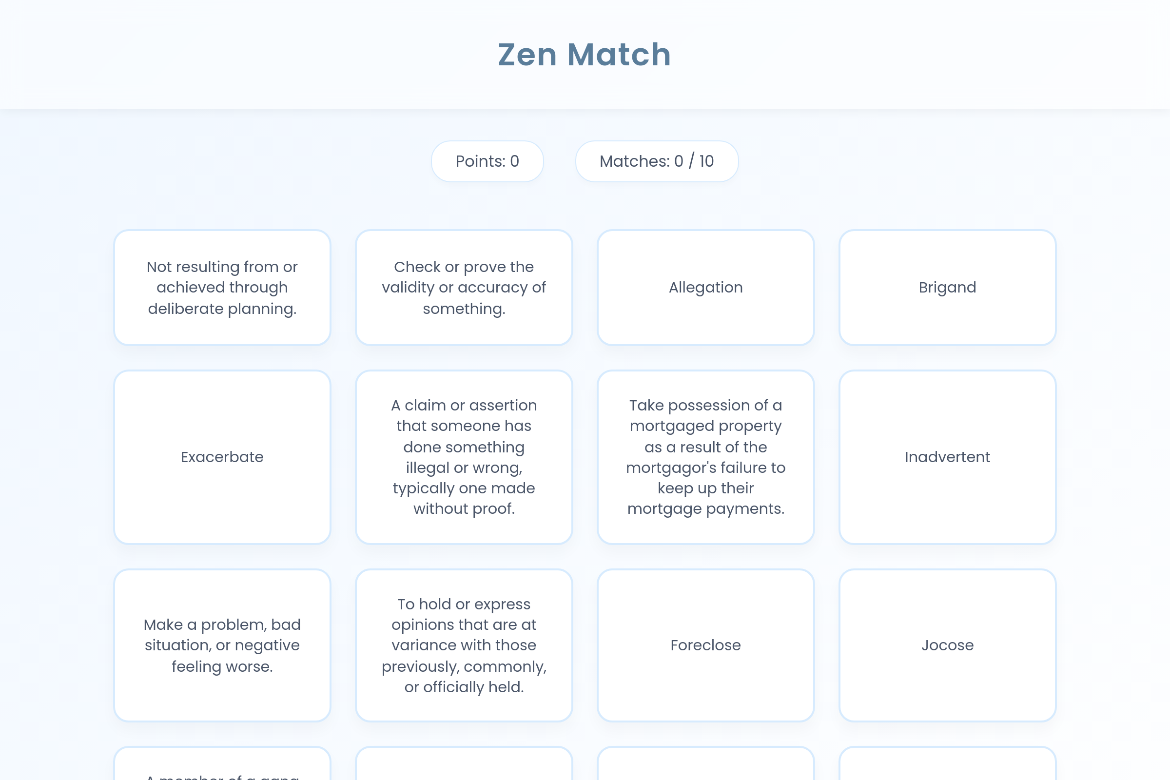 Zen Word Match mini app