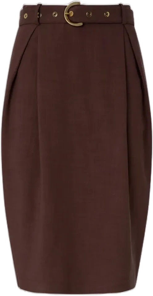 PINKO Edwena slim-fitting calf-length skirt with belt - Brown