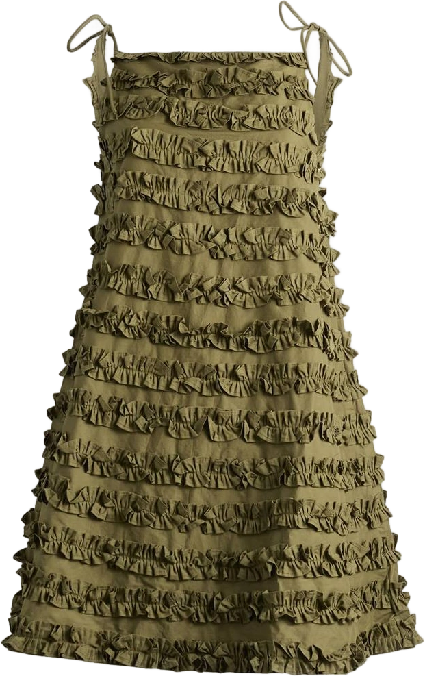 Women's Leili Ruffle Mini Dress in Olive, Size: UK 14 | END Clothing
