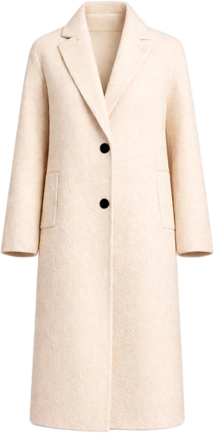 Women's Neutrals Wool Coat With Lapels, Button Closure, And Side Pockets