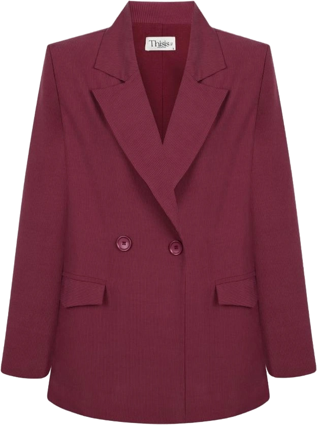 Women's Red Vera Oversize Jacket – Burgundy Striped
