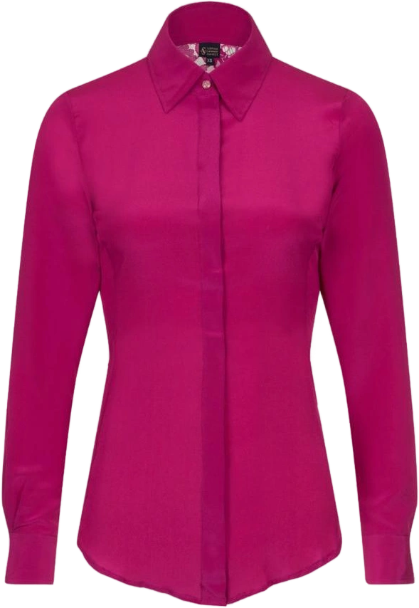 Women's Berry Pink Fitted Silk Shirt