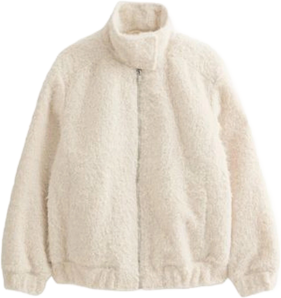 Women's Off White Textured Funnel Neck Bomber Jacket New Look