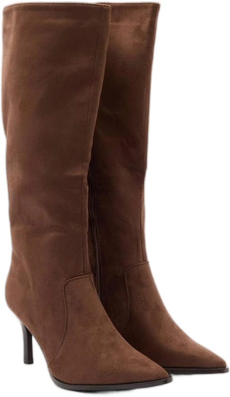 Sasha Faux Suede High Leg Stiletto Heeled Boots in Tan
