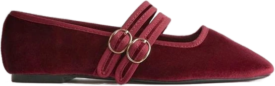 Locket Burgundy Velvet Mary Jane Flats