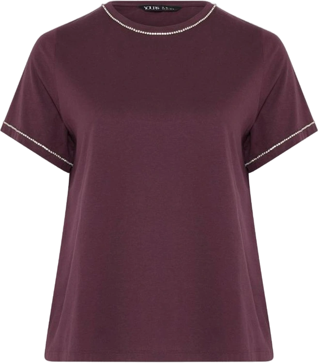 Diamante Trim T-Shirt in Purple