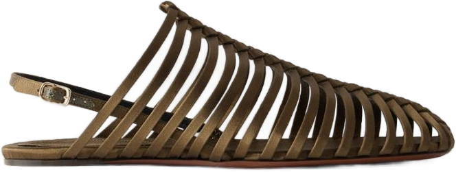 braided satin ballet flats army green