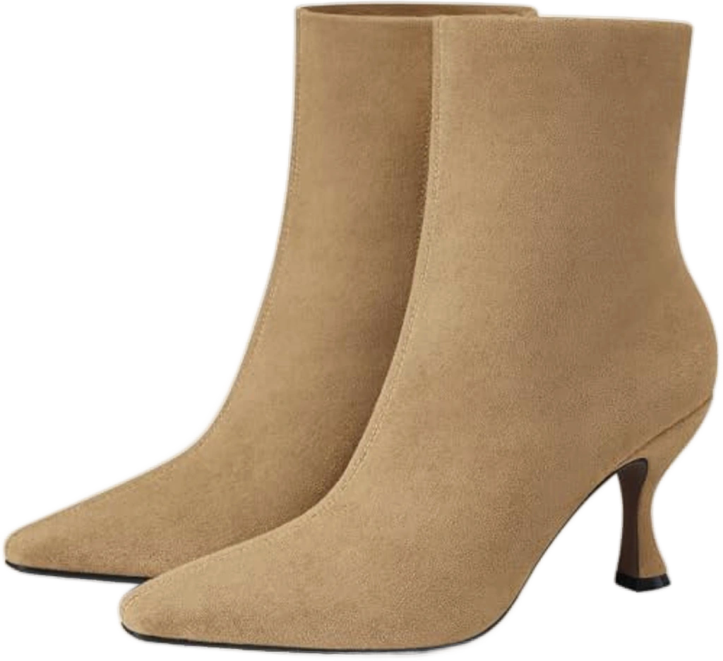 Women Kitten Ankle Boots: Camel Comfortable Pointed Toe heel Boot | Fall Winter Trendy Short Boot - Slip On Side Zipper Dress Booties Office Formal Daily Wear Night Out Week Travel Size 6