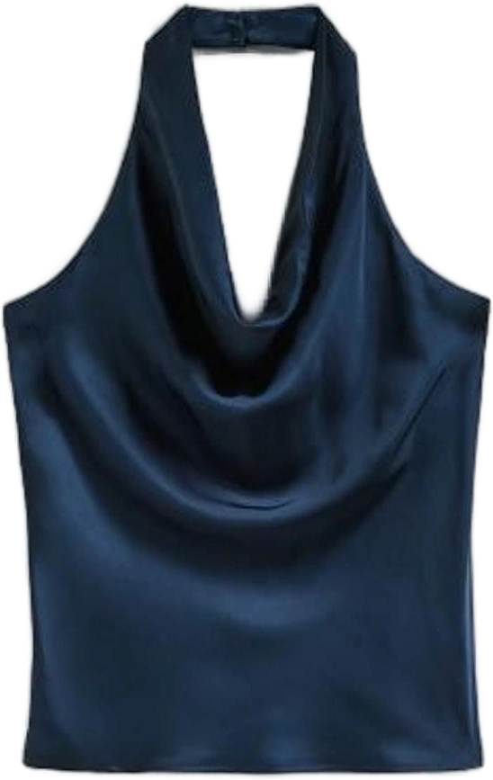 Reserved - Top scollato in raso - blu scuro