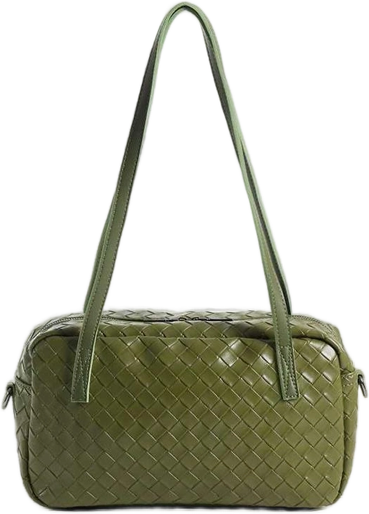 borsa bowling media intrecciata in oliva-Verde