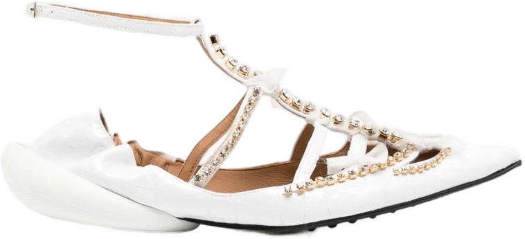 13 09 SR Tootsy Croco leather ballerina flats - White