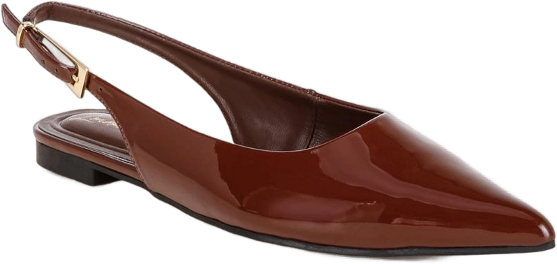 Women's Temptest Pointed-Toe Slingback Low Block Heel Sandals - Brown patent