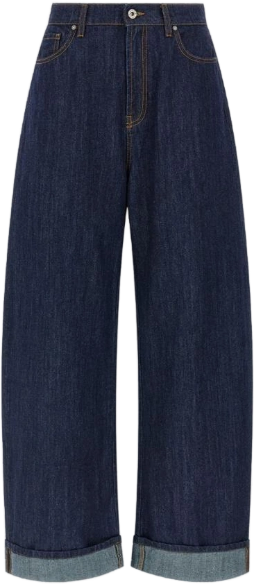 P. a.r. o.s. h. high-waisted wide-leg cuffed jeans in cotton denim