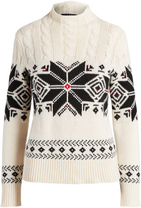 Fair Isle Turtleneck Sweater In Cream Multi