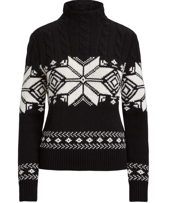 Fair Isle Turtleneck Sweater In Black Multi