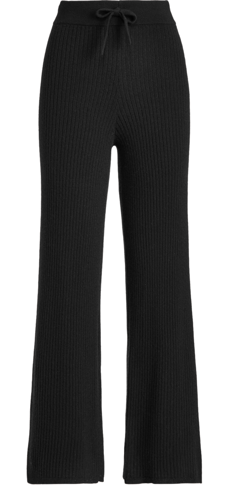 Washable Cashmere Wide-Leg Pant In Black