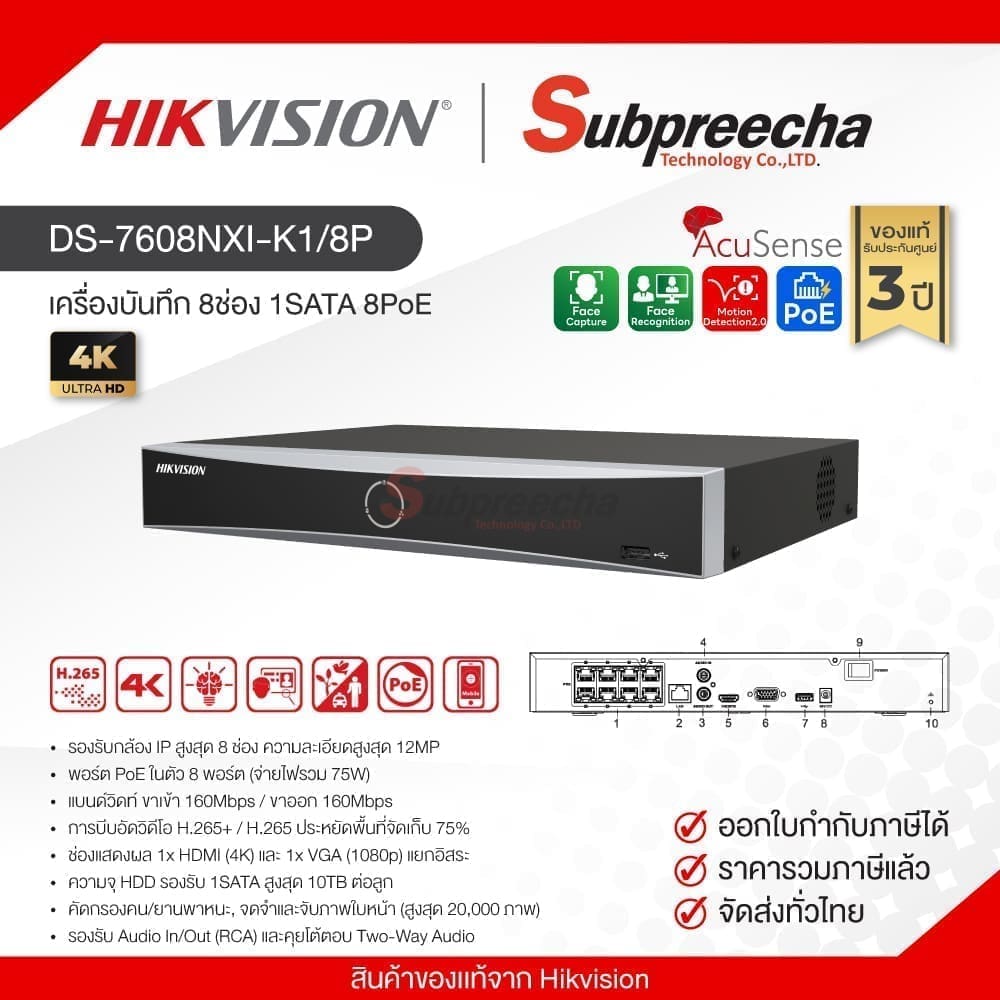 DS7608NXIK18P30 ทรัพย์ปรีชา เทคโนโลยี