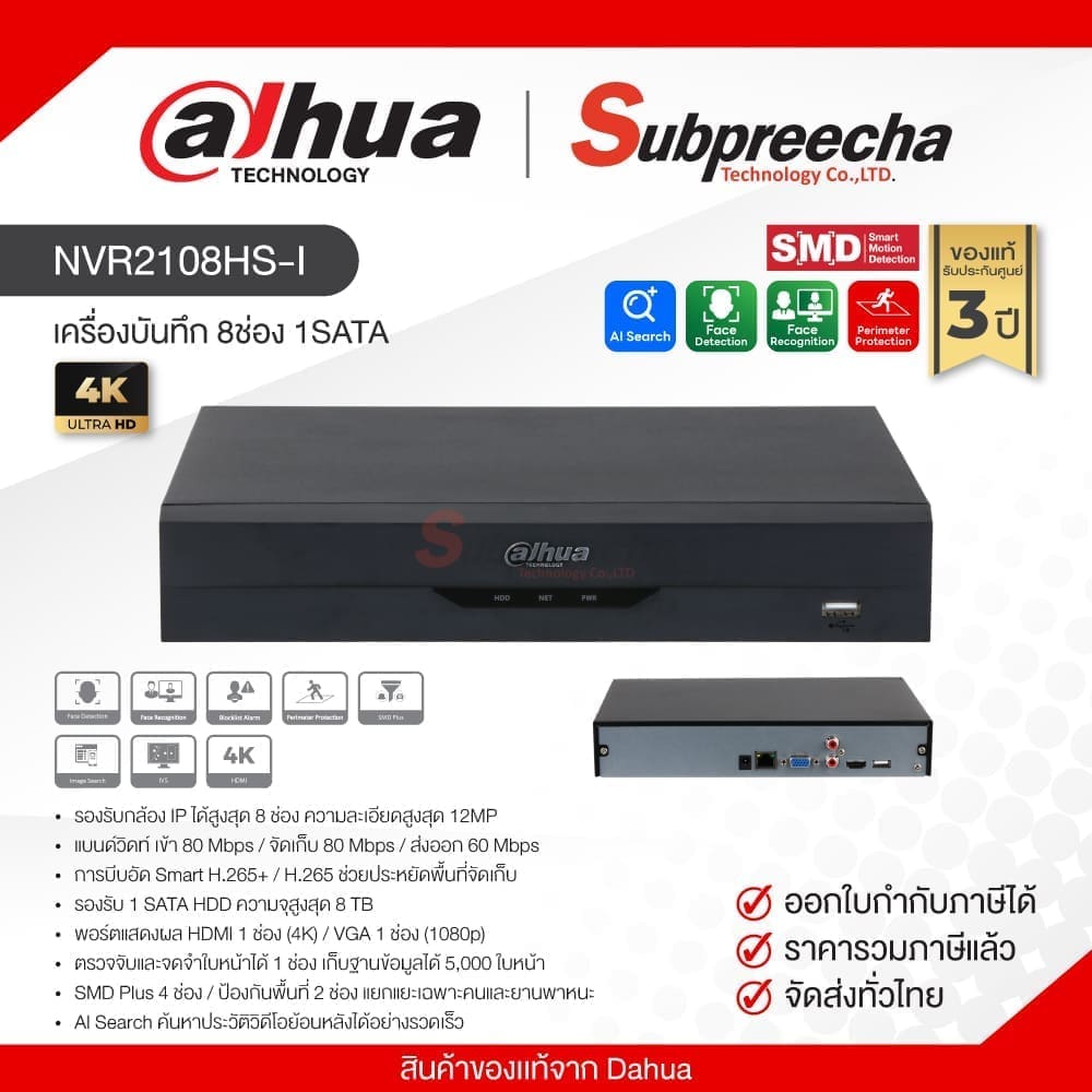 NVR2108HSI30 ทรัพย์ปรีชา เทคโนโลยี