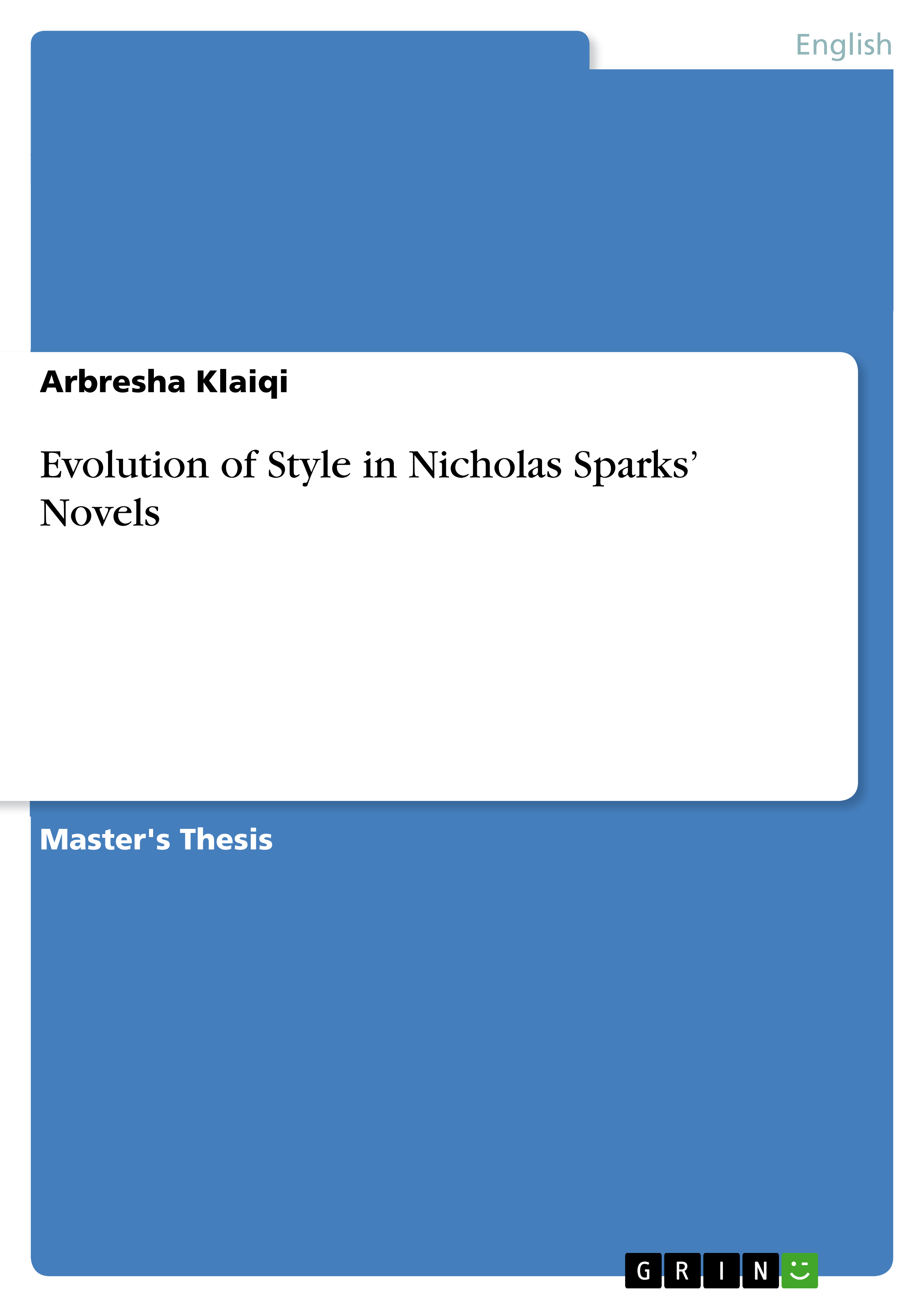 Cover of Evolution of Style in Nicholas Sparks’ Novels