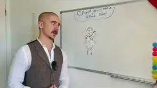 A whiteboard titled "Accept you're not a rational robot" with a simple drawing of a person, emphasizing the blend of logical thinking (brain) and emotional processing (heart) in belief change.