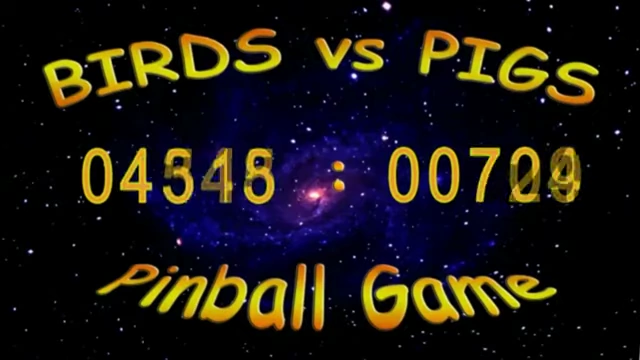 Scoreboard in "Pinball Birds" showing "Birds vs Pigs" scores
