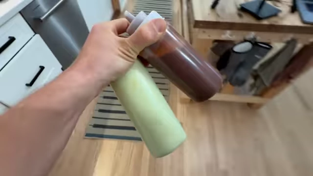 Cilantro crema and Mexican barbecue sauce condiments