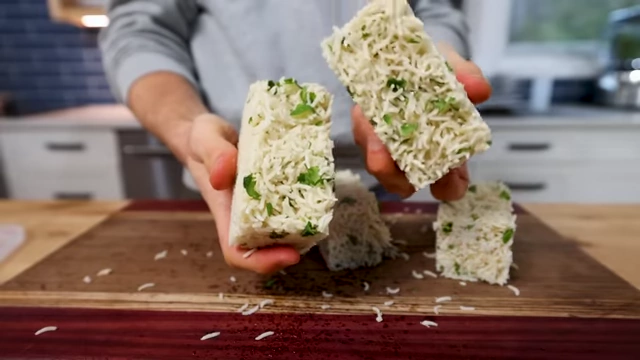 Frozen cubes of Cilantro Rice