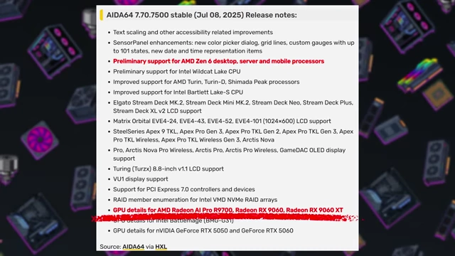 AIDA64 提及未发布的 Radeon RX960