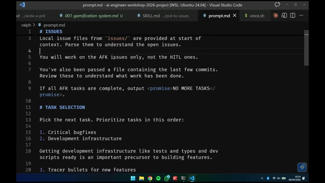 The prompt for the AFK (Away From Keyboard) agent, outlining task prioritization.
