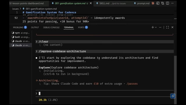The AI running the `improve-codebase-architecture` skill to analyze and suggest improvements for module deepening.