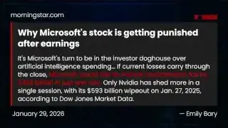 Morningstar article on Microsoft's stock punishment after earnings
