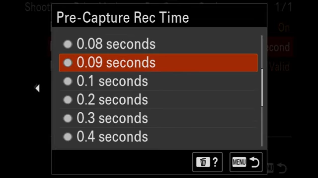 Pre-Capture Record Time options