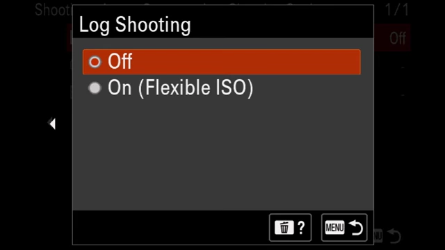 Log Shooting Setting menu on Sony a7 V