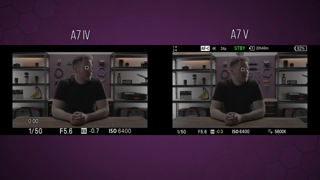 Newer video interface on Sony a7 V compared to a7 IV