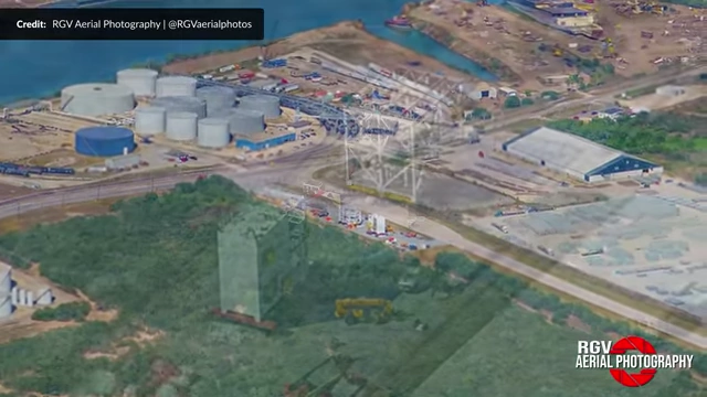 Aerial view of staged hardware at the port, resembling components for a future Air Separation Unit installation.