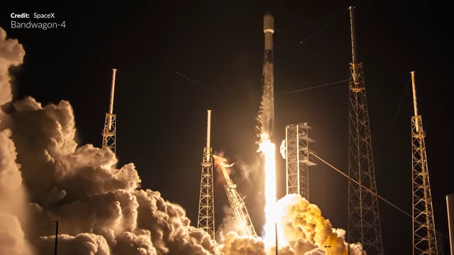 Falcon 9 booster 1091 launching the Bandwagon-4 mission from Space Launch Complex-40.