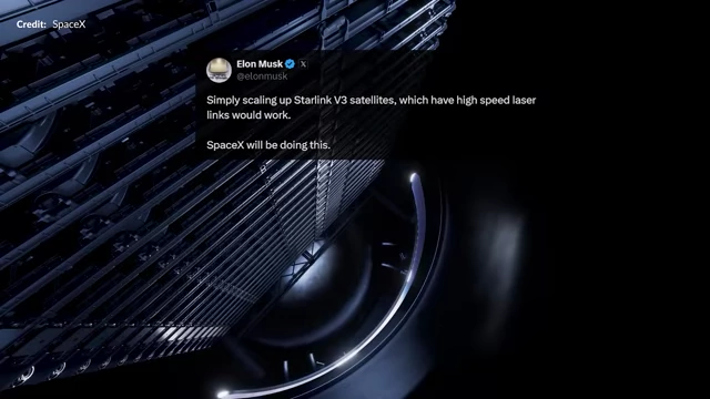 Elon Musk's tweet suggesting that Starlink Version 3 satellites, with high-speed laser links, could be scaled up for computational tasks.