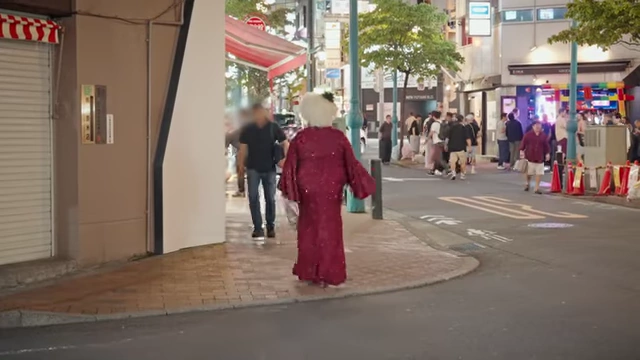 Drag queen walking down the street in Ni-chome