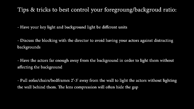 Text summary of tips and tricks to control foreground/background ratio.