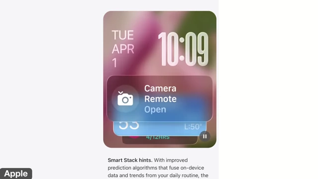 An example of the Smart Stack hints feature, showing a camera remote suggestion.