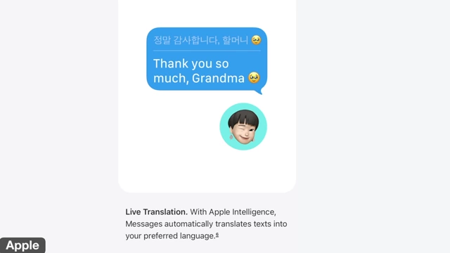 A message translated live on the Apple Watch screen, from Korean to English: "Thank you so much, Grandma."