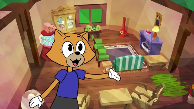 A Toon showcasing their interior designed house in Toontown Online.