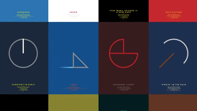 A grid of various minimalist movie posters by Michal Krasnopolski, showcasing a consistent abstract style.