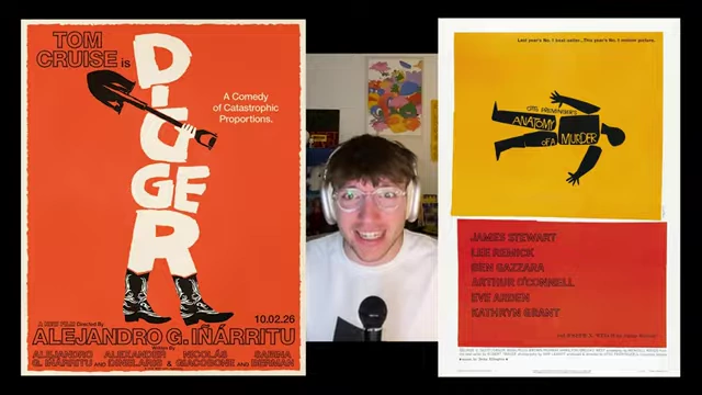 A comparison between the new "Digger" movie poster (Tom Cruise) and Saul Bass's "Anatomy of a Murder" poster, highlighting design influence.
